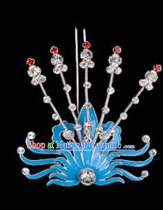 Chinese Handmade Beijing Opera Hair Accessories Traditional Ancient Princess White Crystal Phoenix Hairpins for Women