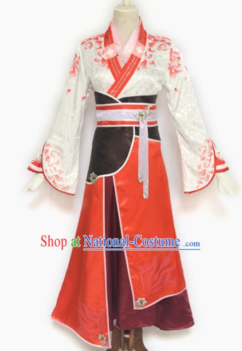 Traditional Chinese Cosplay Swordswoman Hanfu Dress Ancient Female Knight Costume for Women