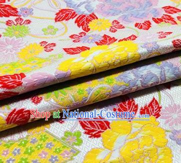 Chinese Traditional Yellow Peony Pattern Design Brocade Silk Fabric Tang Suit Fabric Material