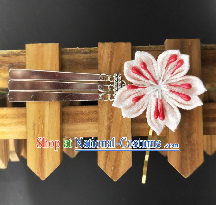 Japanese Traditional Kimono Hair Accessories Japan Geisha White Sakura Hair Stick for Women