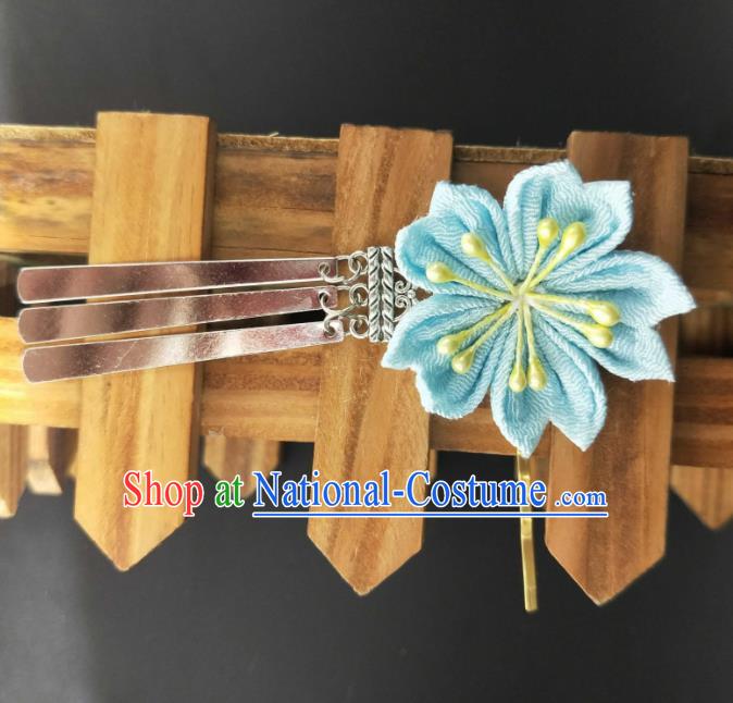 Japanese Traditional Kimono Hair Accessories Japan Geisha Blue Sakura Hair Stick for Women