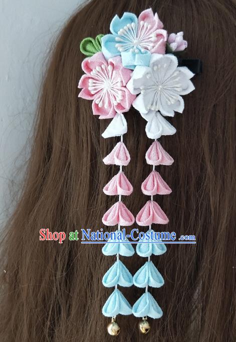 Japanese Traditional Kimono Hair Accessories Japan Geisha Sakura Tassel Hair Stick for Women