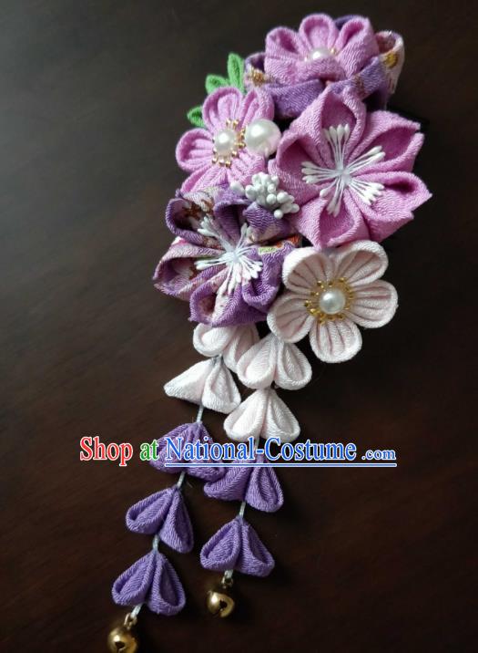 Traditional Japan Geisha Purple Sakura Hair Claw Japanese Kimono Hair Accessories for Women