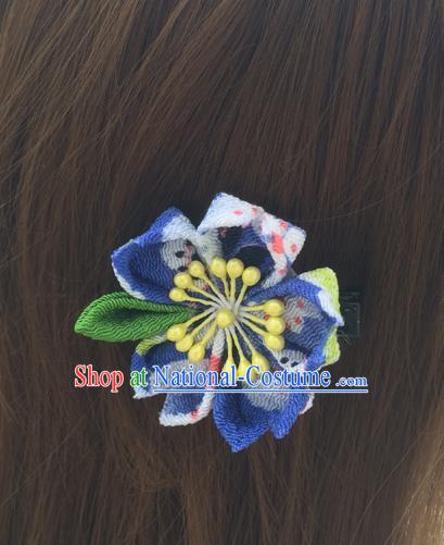 Traditional Japan Little Blue Sakura Hair Claw Japanese Kimono Hair Accessories for Women