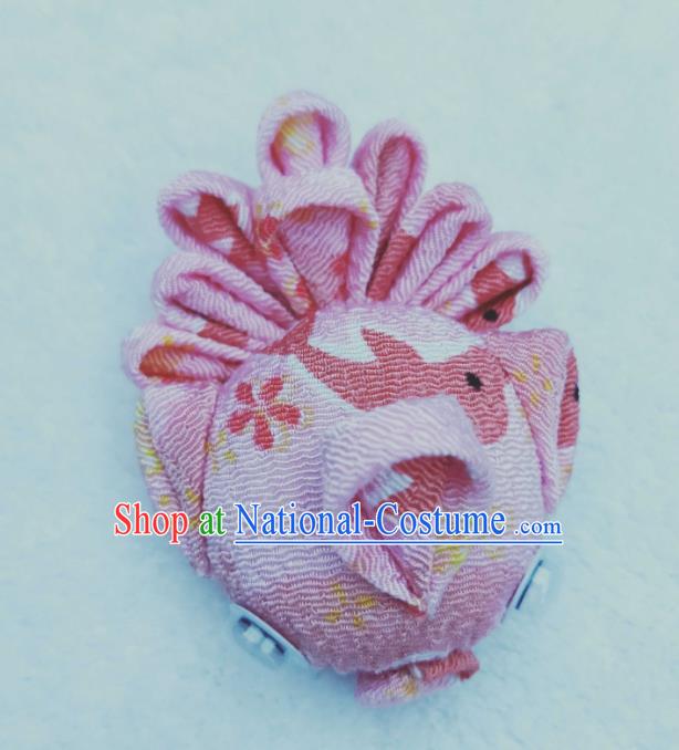 Traditional Japanese Hair Accessories Japan Geisha Light Pink Goldfish Hair Claw for Women