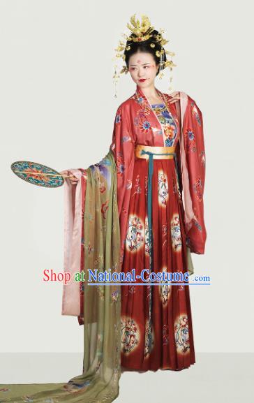 Traditional Chinese Tang Dynasty Imperial Empress Embroidered Hanfu Dress Ancient Drama Court Lady Historical Costume for Women