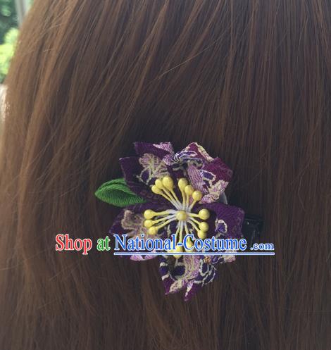 Traditional Japan Deep Purple Sakura Hair Claw Japanese Kimono Hair Accessories for Women