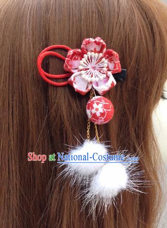 Traditional Japan Red Sakura Venonat Tassel Hair Stick Japanese Kimono Hair Accessories for Women