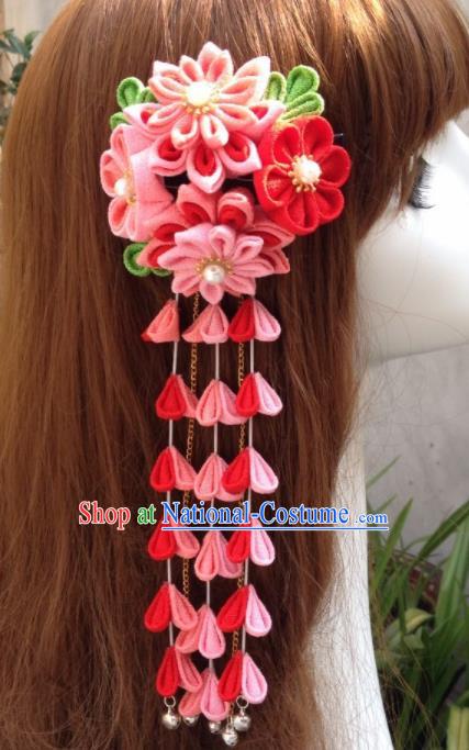 Traditional Japan Sakura Tassel Hair Stick Japanese Kimono Hair Accessories for Women