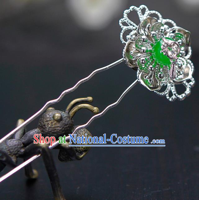 China Ancient Princess Green Bead Hairpins Chinese Traditional Hanfu Hair Accessories for Women