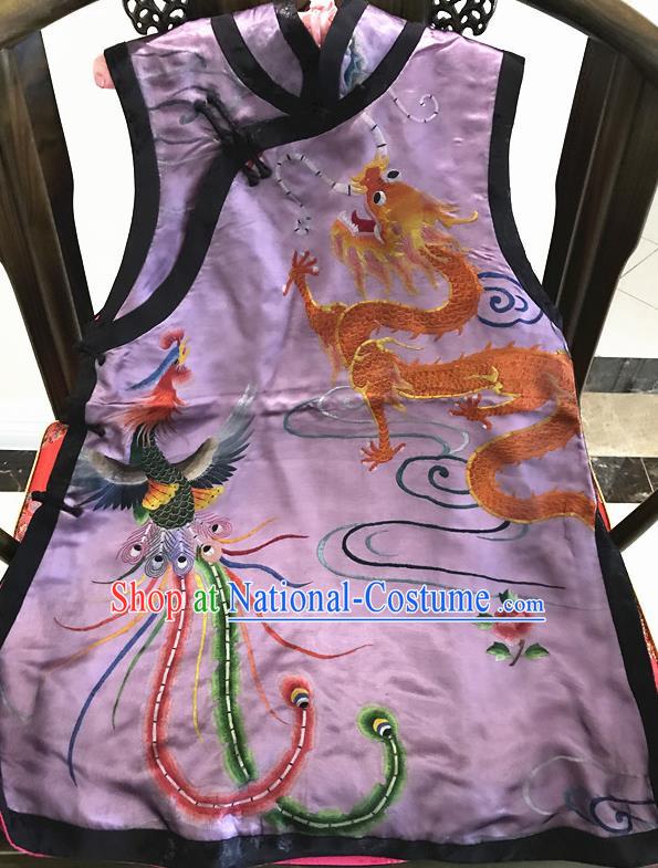 Chinese Traditional Handmade Embroidered Purple Vest National Costume Upper Outer Garment for Women