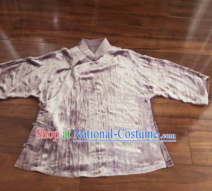 Chinese Traditional Handmade Pink Flannelette Shirt National Costume Upper Outer Garment for Women