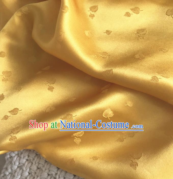 Asian Chinese Traditional Leaf Pattern Design Golden Brocade Fabric Silk Fabric Chinese Fabric Asian Material