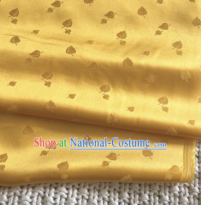 Asian Chinese Traditional Leaf Pattern Design Golden Brocade Fabric Silk Fabric Chinese Fabric Asian Material