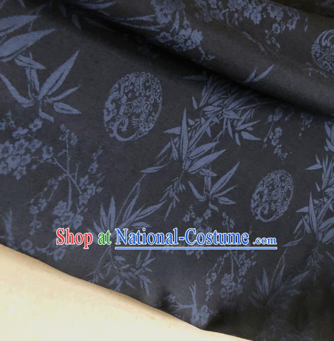 Asian Chinese Traditional Bamboo Pattern Design Black Brocade Fabric Silk Fabric Chinese Fabric Asian Material