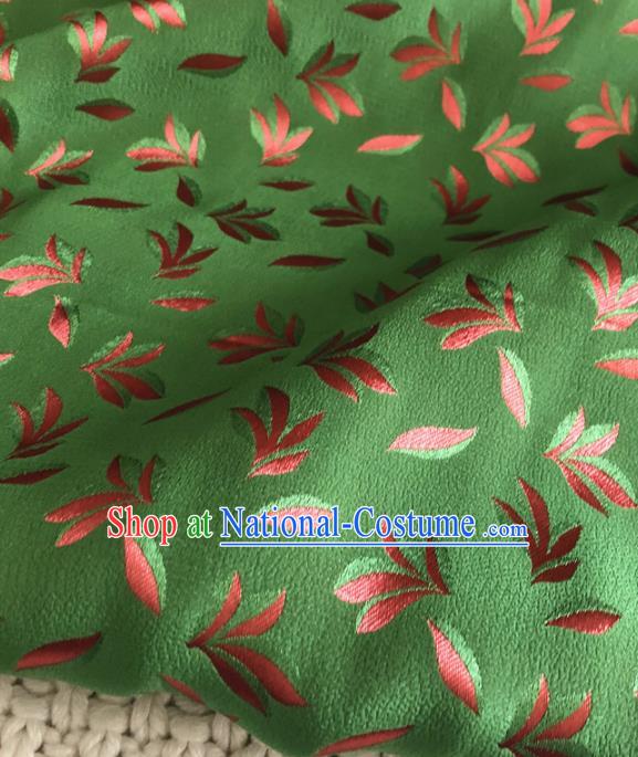 Asian Chinese Traditional Leaf Pattern Design Green Brocade Fabric Silk Fabric Chinese Fabric Asian Material