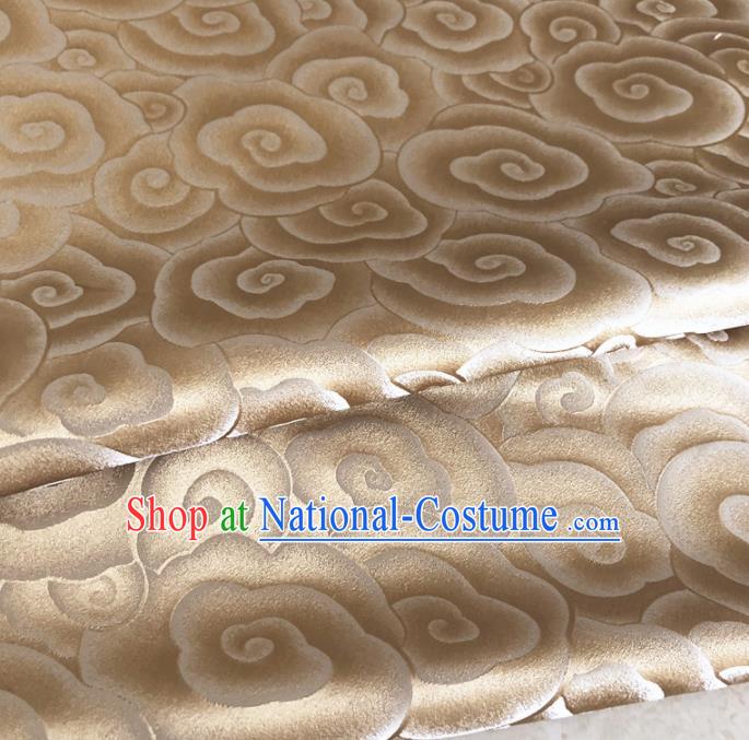 Asian Chinese Traditional Auspicious Clouds Pattern Design Golden Brocade Fabric Silk Fabric Chinese Fabric Asian Material