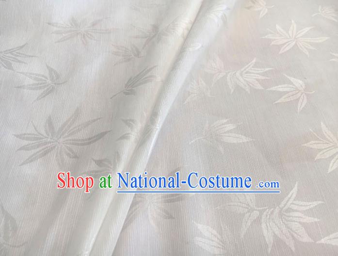 Asian Chinese Traditional Bamboo Leaf Pattern Design White Brocade Fabric Silk Fabric Chinese Fabric Asian Material