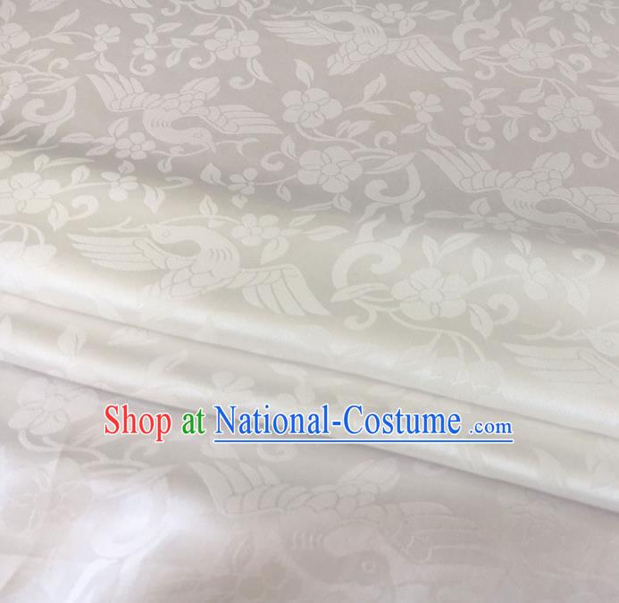 Asian Chinese Traditional Bird Flowers Pattern Design White Brocade Fabric Silk Fabric Chinese Fabric Asian Material