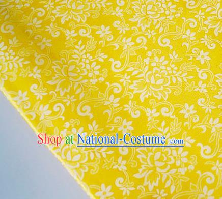 Asian Chinese Traditional Bauhinia Pattern Design Yellow Brocade Fabric Silk Fabric Chinese Fabric Asian Material