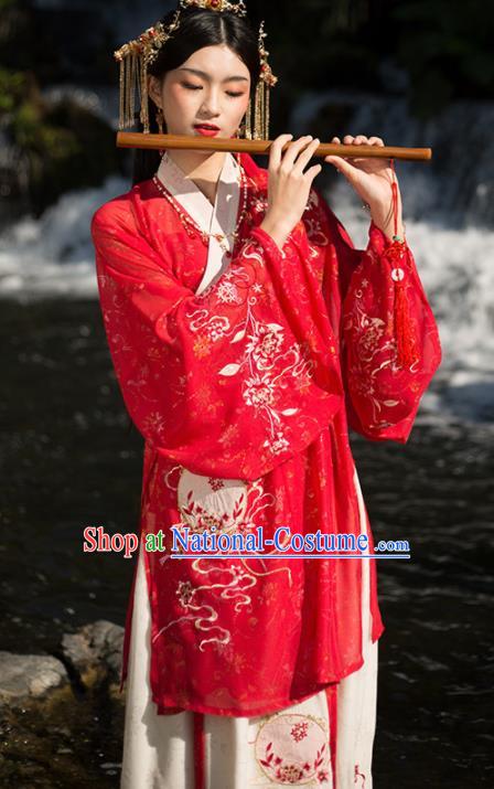 Traditional Chinese Ming Dynasty Wedding Red Hanfu Dress Ancient Princess Historical Costume for Women