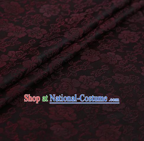 Chinese Traditional Roses Pattern Design Brown Satin Watered Gauze Brocade Fabric Asian Silk Fabric Material