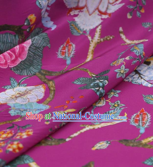 Traditional Chinese Satin Classical Roses Pattern Design Rosy Watered Gauze Brocade Fabric Asian Silk Fabric Material