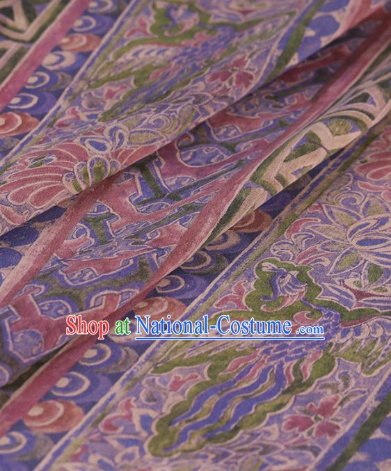 Traditional Chinese Satin Classical Pattern Design Lilac Watered Gauze Brocade Fabric Asian Silk Fabric Material