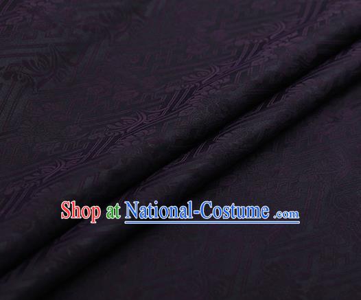 Chinese Traditional Chrysanthemum Pattern Design Purple Satin Watered Gauze Brocade Fabric Asian Silk Fabric Material