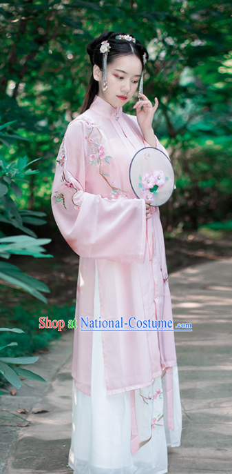 Traditional Chinese Ming Dynasty Young Lady Hanfu Dress Ancient Palace Embroidered Historical Costume for Women