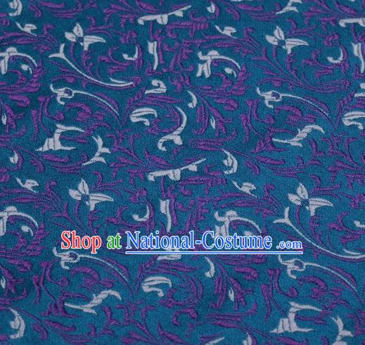 Chinese Classical Scroll Pattern Design Peacock Blue Brocade Asian Traditional Hanfu Silk Fabric Tang Suit Fabric Material