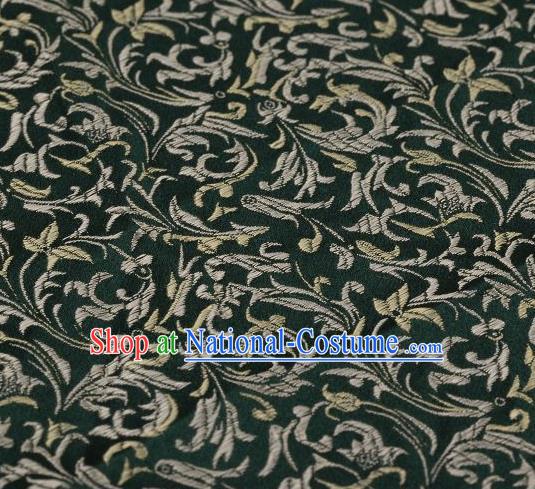 Chinese Classical Scroll Pattern Design Atrovirens Brocade Asian Traditional Hanfu Silk Fabric Tang Suit Fabric Material