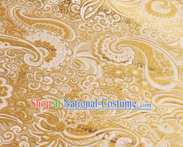 Chinese Classical Charonia Tritonis Pattern Design Light Golden Brocade Asian Traditional Hanfu Silk Fabric Tang Suit Fabric Material