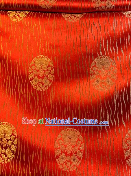 Chinese Classical Round Chrysanthemum Pattern Design Red Brocade Asian Traditional Cheongsam Silk Fabric Tang Suit Fabric Material