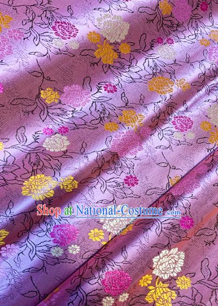 Chinese Classical Peony Pattern Design Pink Brocade Drapery Asian Traditional Cheongsam Silk Fabric Tang Suit Fabric Material