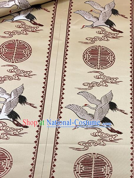 Chinese Classical Embroidery Cranes Pattern Design Brocade Drapery Asian Traditional Cheongsam Silk Fabric Tang Suit Fabric Material