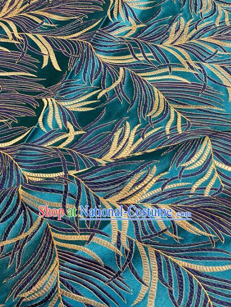 Chinese Classical Willow Pattern Design Blue Brocade Drapery Asian Traditional Cheongsam Silk Fabric Tang Suit Fabric Material