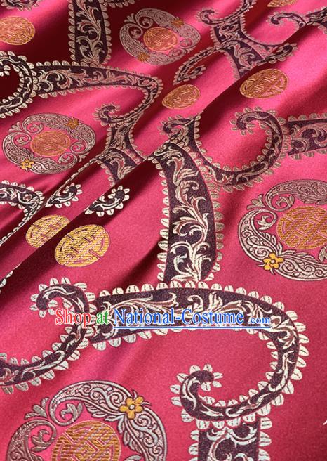 Chinese Classical Wine Red Brocade Traditional Pattern Design Satin Drapery Asian Tang Suit Silk Fabric Material