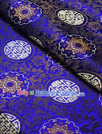 Traditional Chinese Pattern Design Royalblue Brocade Classical Satin Drapery Asian Tang Suit Silk Fabric Material