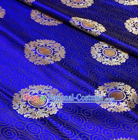 Traditional Chinese Tang Suit Fabric Royalblue Brocade Classical Royal Pattern Design Satin Drapery Asian Silk Material