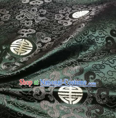 Asian Chinese Royal Pattern Design Atrovirens Brocade Mongolian Robe Fabric Traditional Satin Classical Drapery Silk Material