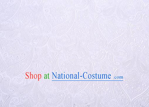 Asian Chinese Fabric White Satin Classical Loguat Pattern Design Brocade Traditional Drapery Silk Material