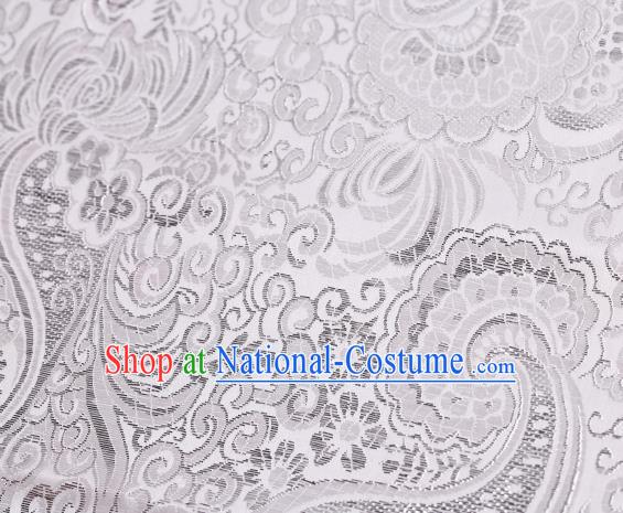 Asian Chinese Fabric White Satin Classical Pattern Design Brocade Traditional Drapery Silk Material