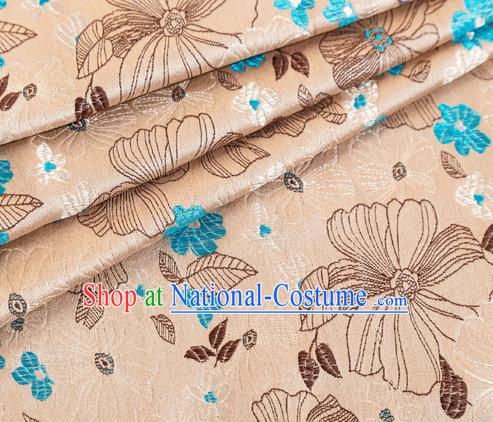 Asian Japanese Kimono Fabric Classical Pattern Design Champagne Brocade Traditional Drapery Silk Material