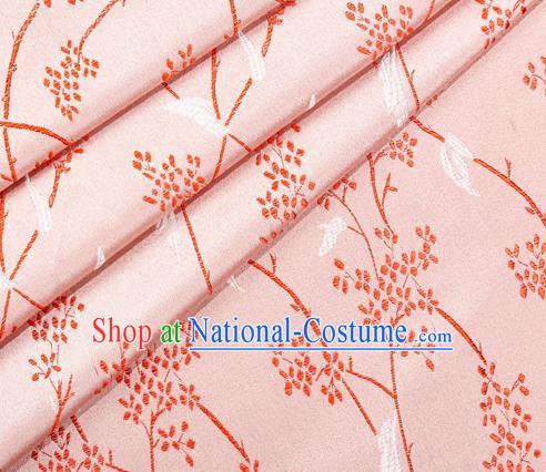 Asian Japanese Kimono Fabric Classical Pattern Design Light Pink Brocade Traditional Drapery Silk Material