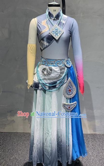 Chinese Traditional Dance Grey Dress Classical Dance Stage Performance Costume for Women