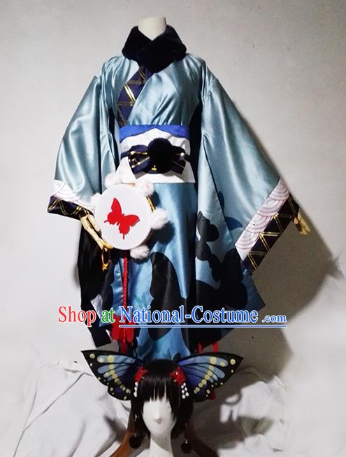 Chinese Traditional Cosplay Female Knight Blue Costume Ancient Swordsman Taoist Nun Dress for Women