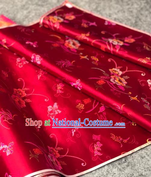 Traditional Chinese Rosy Silk Fabric Classical Pattern Design Brocade Fabric Asian Satin Material