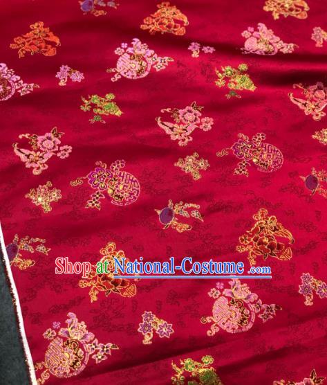 Traditional Chinese Wine Red Silk Fabric Classical Pattern Design Brocade Fabric Asian Satin Material