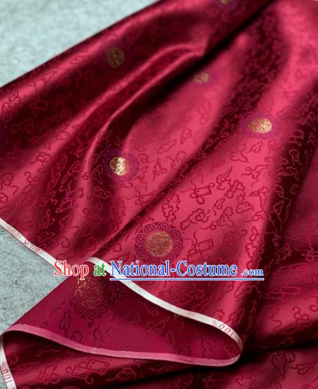 Traditional Chinese Wine Red Satin Classical Cloud Pattern Design Brocade Fabric Asian Silk Fabric Material